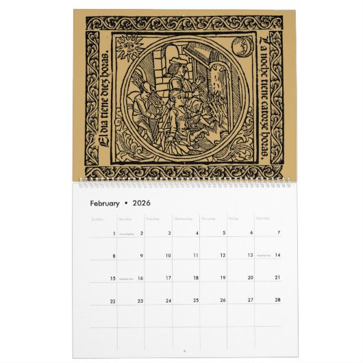 Renaissance Era Medieval Gothic 1492 Kalender (Feb 2026)