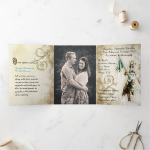 Renaissance Fairytale Wedding Photo Drieluik Uitnodiging