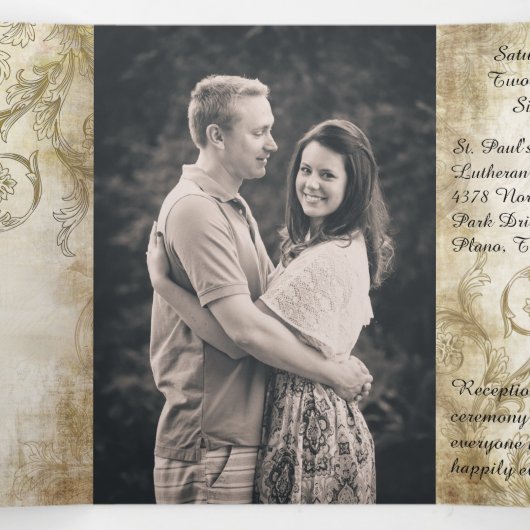 Renaissance Fairytale Wedding Photo Drieluik Uitnodiging (Binnenkant midden)