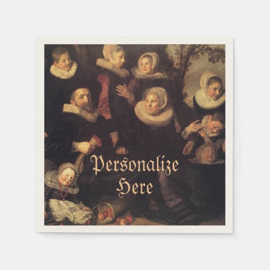 Renaissance familie reünie portret schilderij servet (Voorkant)