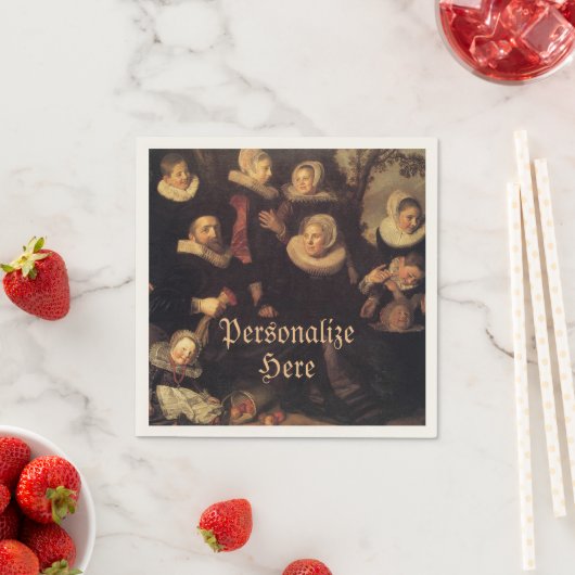 Renaissance familie reünie portret schilderij servet (Insitu)