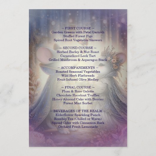 Renaissance Fantasy Fairytale Wedding Menu (Achterkant)