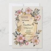 Renaissance Floral Lijst Huwelijksuitnodiging Kaart (Voorkant)