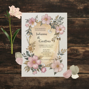 Renaissance Floral Lijst Huwelijksuitnodiging Kaart