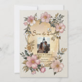 Renaissance Floral Lijst Huwelijksuitnodiging Kaart (Voorkant)