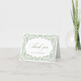 Renaissance Floral Sage Green Wedding Bedankkaart