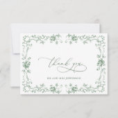 Renaissance  Floral Sage Green Wedding Bedankkaart (Voorkant)