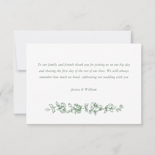 Renaissance  Floral Sage Green Wedding Bedankkaart (Achterkant)