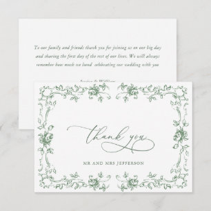 Renaissance Floral Sage Green Wedding Bedankkaart