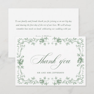 Renaissance  Floral Sage Green Wedding Bedankkaart