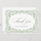 Renaissance  Floral Sage Green Wedding Bedankkaart (Voorkant / Achterkant)