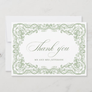 Renaissance  Floral Sage Green Wedding Bedankkaart
