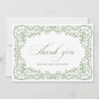 Renaissance Floral Sage Green Wedding Bedankkaart