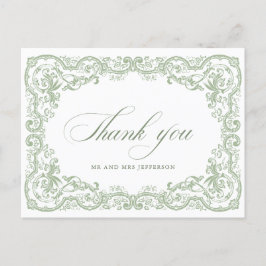 Renaissance Floral Sage Green Wedding Briefkaart