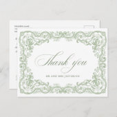 Renaissance  Floral Sage Green Wedding Briefkaart (Voorkant / Achterkant)