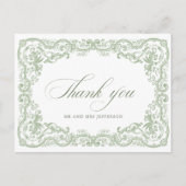Renaissance  Floral Sage Green Wedding Briefkaart (Voorkant)