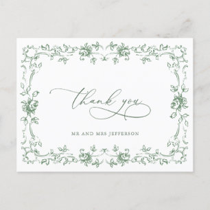 Renaissance  Floral Sage Green Wedding Briefkaart