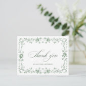 Renaissance  Floral Sage Green Wedding Briefkaart (Staand voorkant)