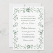 Renaissance  Floral Sage Green Wedding Kaart (Voorkant)