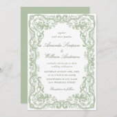 Renaissance  Floral Sage Green Wedding Kaart (Voorkant / Achterkant)
