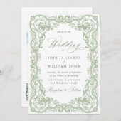 Renaissance  Floral Sage Green Wedding Kaart (Voorkant / Achterkant)