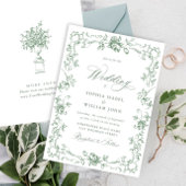 Renaissance  Floral Sage Green Wedding Kaart