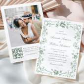 Renaissance  Floral Sage Green Wedding Kaart