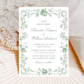 Renaissance  Floral Sage Green Wedding Kaart