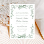 Renaissance  Floral Sage Green Wedding Kaart