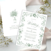 Renaissance  Floral Sage Green Wedding Kaart