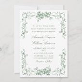 Renaissance  Floral Sage Green Wedding Kaart (Voorkant)