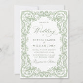 Renaissance  Floral Sage Green Wedding Kaart (Voorkant)