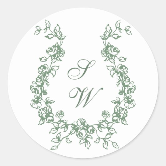 Renaissance  Floral Sage Green Wedding Ronde Sticker (Voorkant)