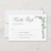 Renaissance  Floral Sage Green Wedding RSVP Kaartje (Voorkant)