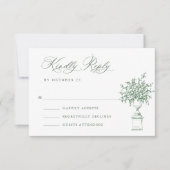 Renaissance Floral Sage Green Wedding RSVP Kaartje (Voorkant)