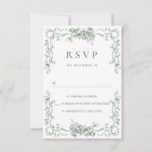 Renaissance  Floral Sage Green Wedding RSVP Kaartje (Voorkant)