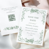 Renaissance  Floral Sage Green Wedding Save The Date