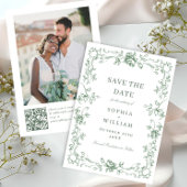 Renaissance  Floral Sage Green Wedding Save The Date
