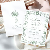 Renaissance  Floral Sage Green Wedding Save The Date