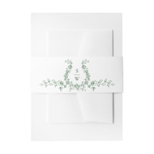 Renaissance  Floral Sage Green Wedding Uitnodigingen Wikkel