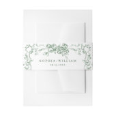 Renaissance Floral Sage Green Wedding Uitnodigingen Wikkel (Voorkant Voorbeeld)