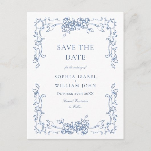 Renaissance Floral Wedding Save the Date Briefkaart (Voorkant)