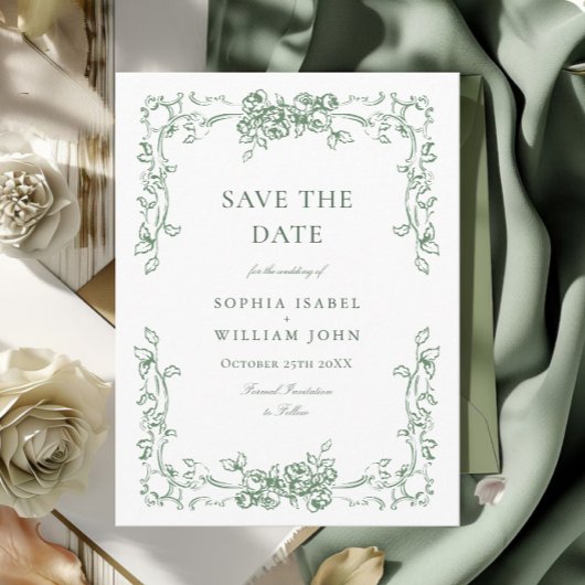 Renaissance  Floral Wedding Save the Date Briefkaart