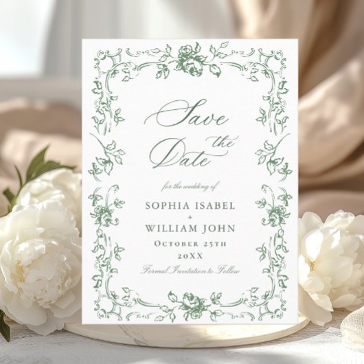 Renaissance  Floral Wedding Save the Date Briefkaart