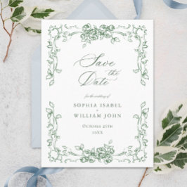 Renaissance  Floral Wedding Save the Date Briefkaart