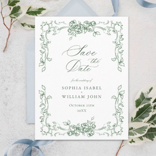Renaissance  Floral Wedding Save the Date Briefkaart