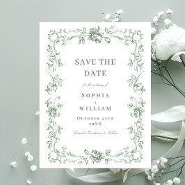 Renaissance  Floral Wedding Save the Date Briefkaart