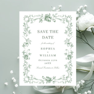 Renaissance  Floral Wedding Save the Date Briefkaart