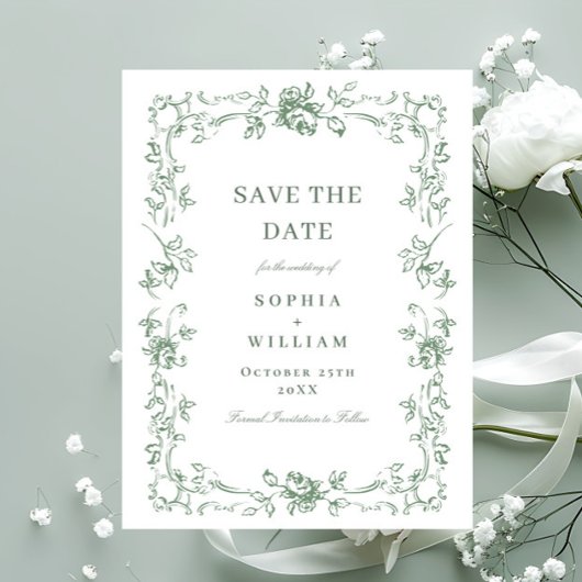 Renaissance  Floral Wedding Save the Date Briefkaart