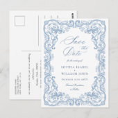 Renaissance Floral Wedding Save the Date Briefkaart (Voorkant / Achterkant)